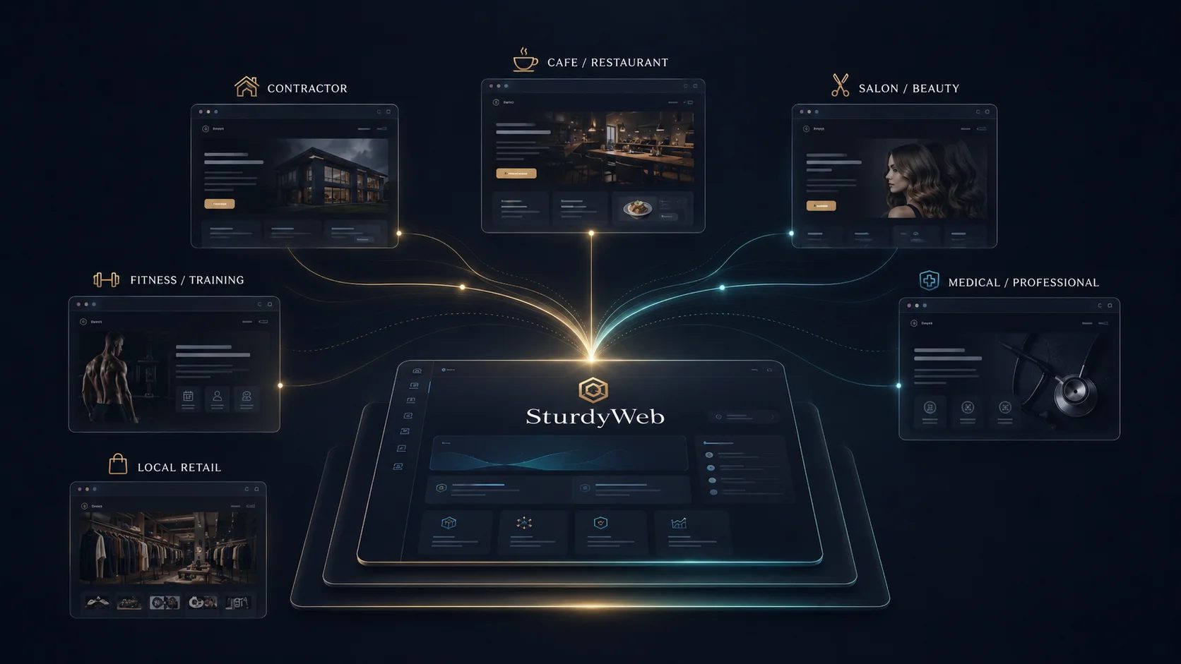 SturdyWeb building websites across many industries, from contractors to restaurants, salons, and professional services