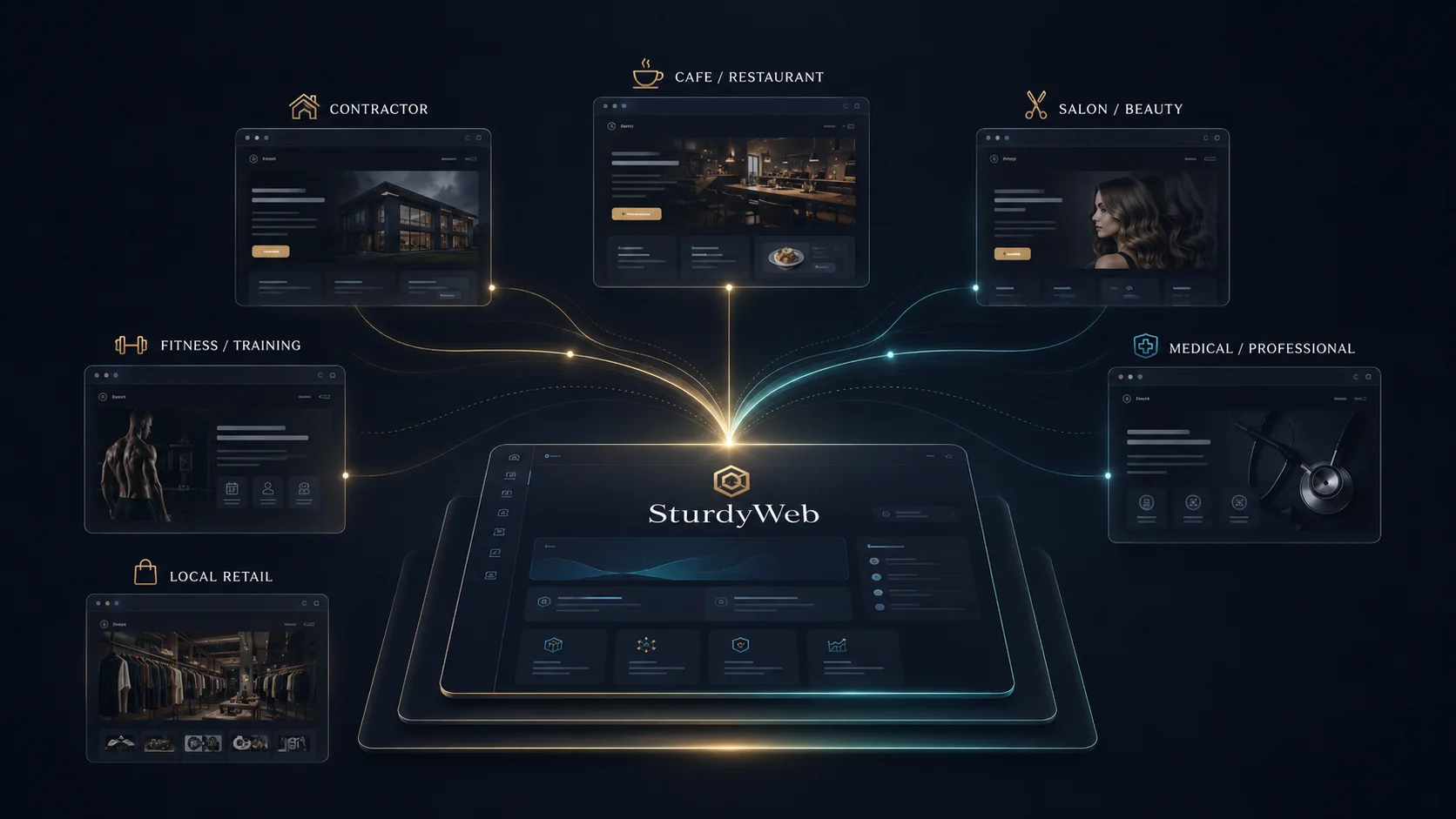 SturdyWeb building websites across many industries, from contractors to restaurants, salons, and professional services